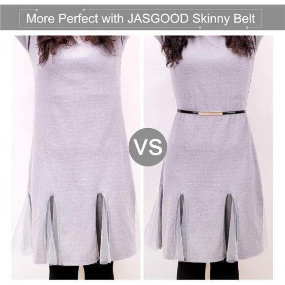 2 Pack Women's Skinny Patent Leather Belt Adjustable Slim Waist Belt for Dress - Picture 5 of 7